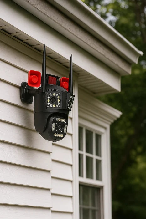 Cameră Supraveghere 12MP Ultra HD cu 3 Lentile, Wi-Fi/4G, PTZ 355° și Night Vision Color