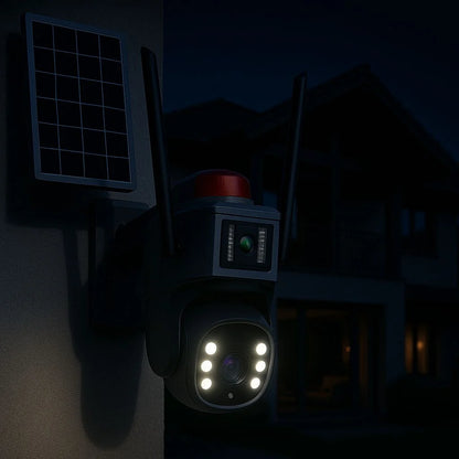 Cameră de Supraveghere Solară 4G – 2 Lentile, 360°