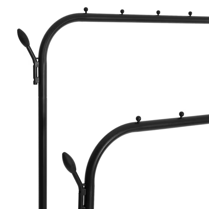 Suport haine metalic cu dublă bară și cârlige