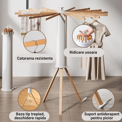 Suport de Haine Pliabil din Lemn