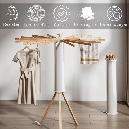 Suport de Haine Pliabil din Lemn